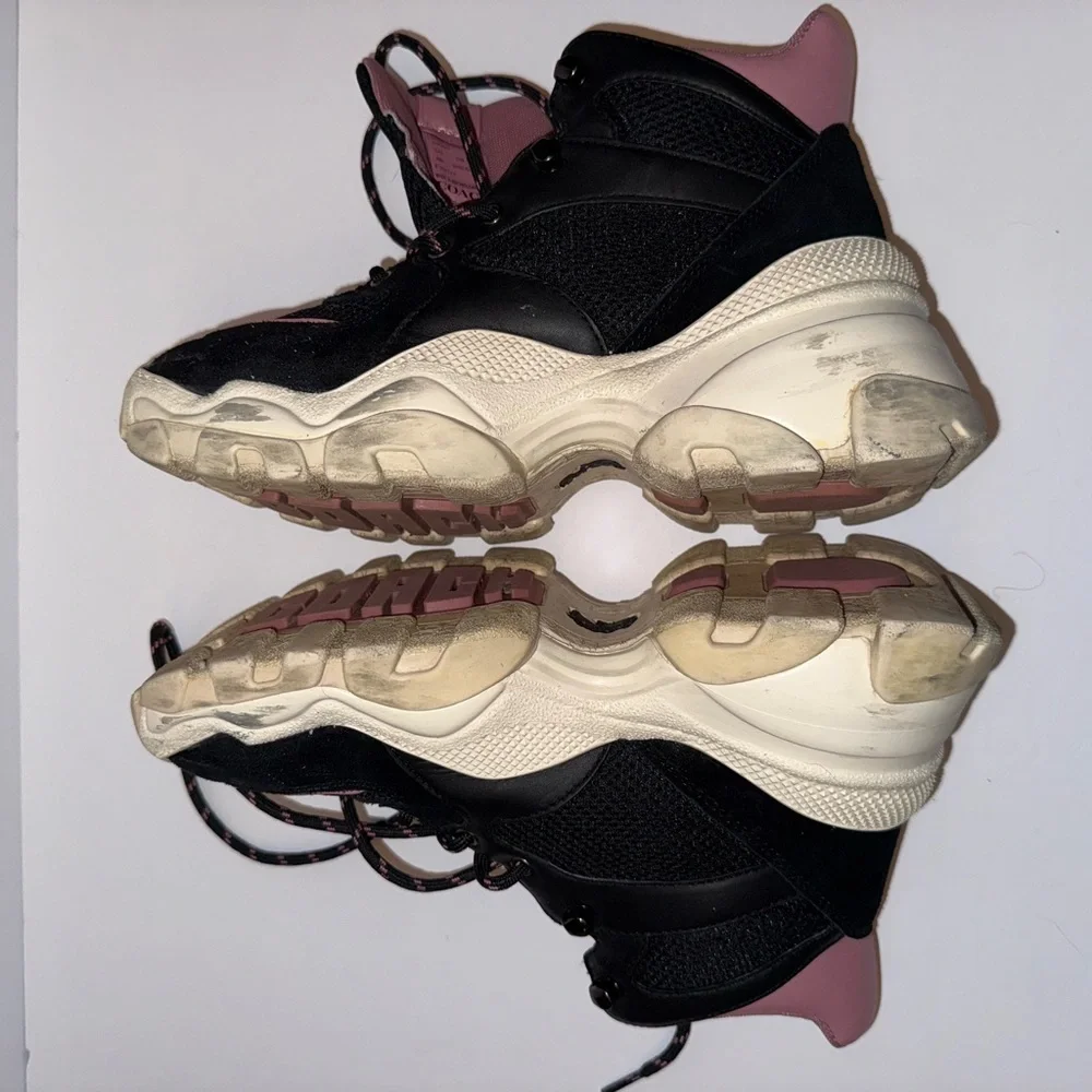 COACH C265 Hiker Sneakers Black Pink Suede Mesh Chunky High Top G4320